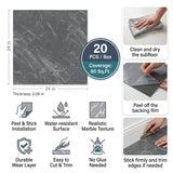 Peel and Stick PVC Vinyl Flooring Easy DIY Self-Adhesive Tiles 20-Piece Pack