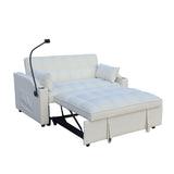 Modern Velvet Loveseat Sofa Bed with Pullout, Reclining Back