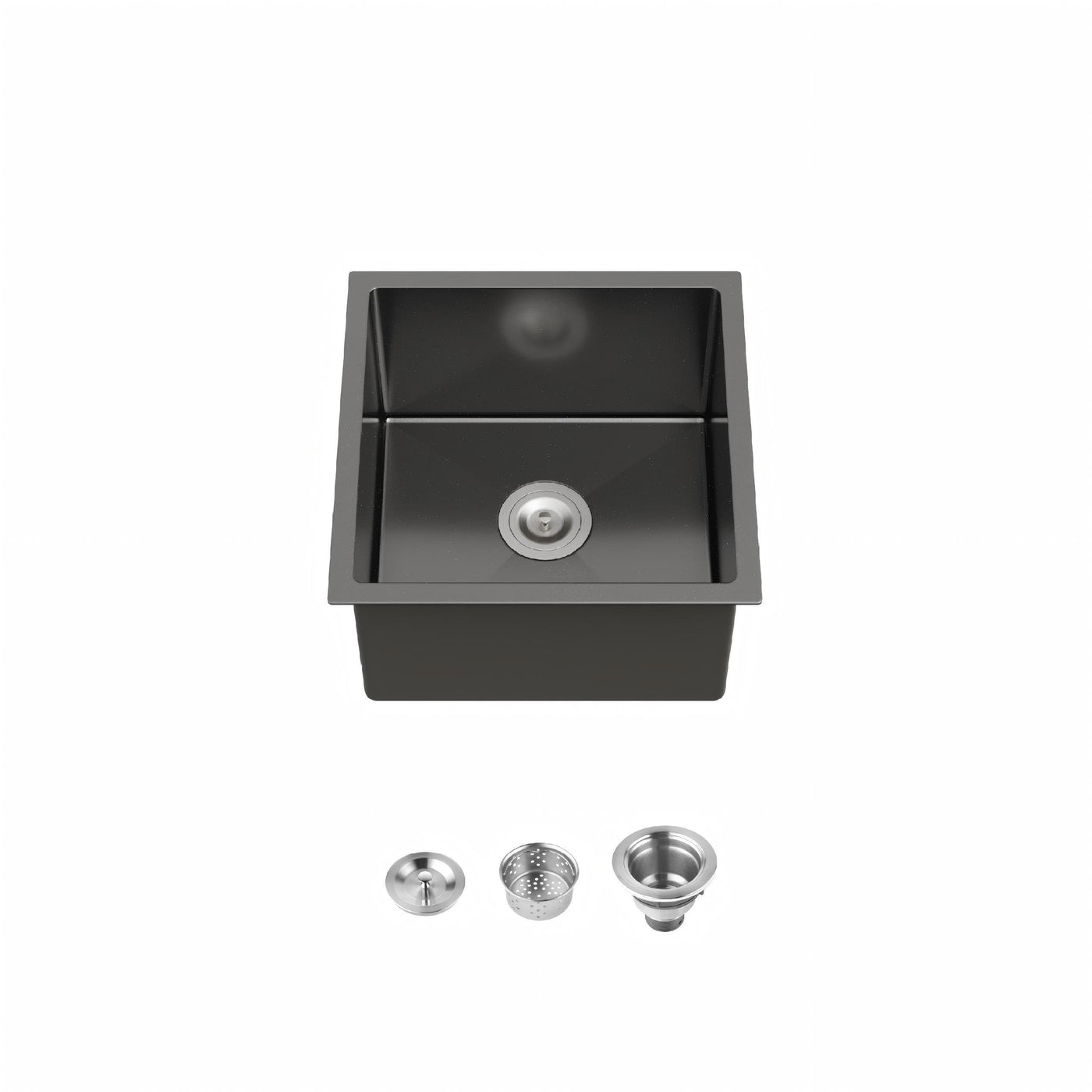 Stainless Steel Undermount Kitchen Sink 18x18 Single Bowl Black