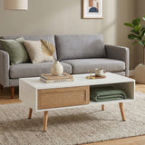Solid Wood Coffee Table with Storage White