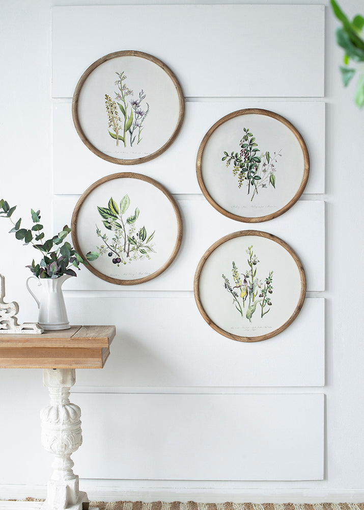 19.7" Flora Print Round Mirror Frame