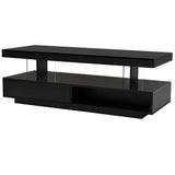 LED Coffee Table with 2 Drawers and Shelves, Black