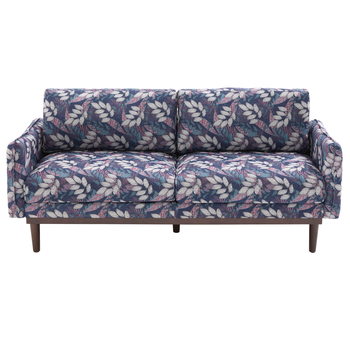 Modern Style 2-Seater Loveseat Sofa with Spacious Seating Area in Blue, Polyester Upholstery, Rubber Wood Legs, 75.75' Overall Length