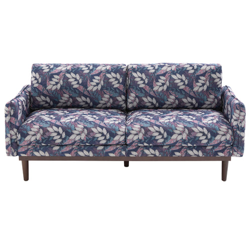 Modern Style 2-Seater Loveseat Sofa with Spacious Seating Area in Blue, Polyester Upholstery, Rubber Wood Legs, 75.75' Overall Length