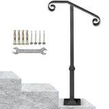 Wrought Iron Handrail for Outdoor Steps 1-2 Step Gray