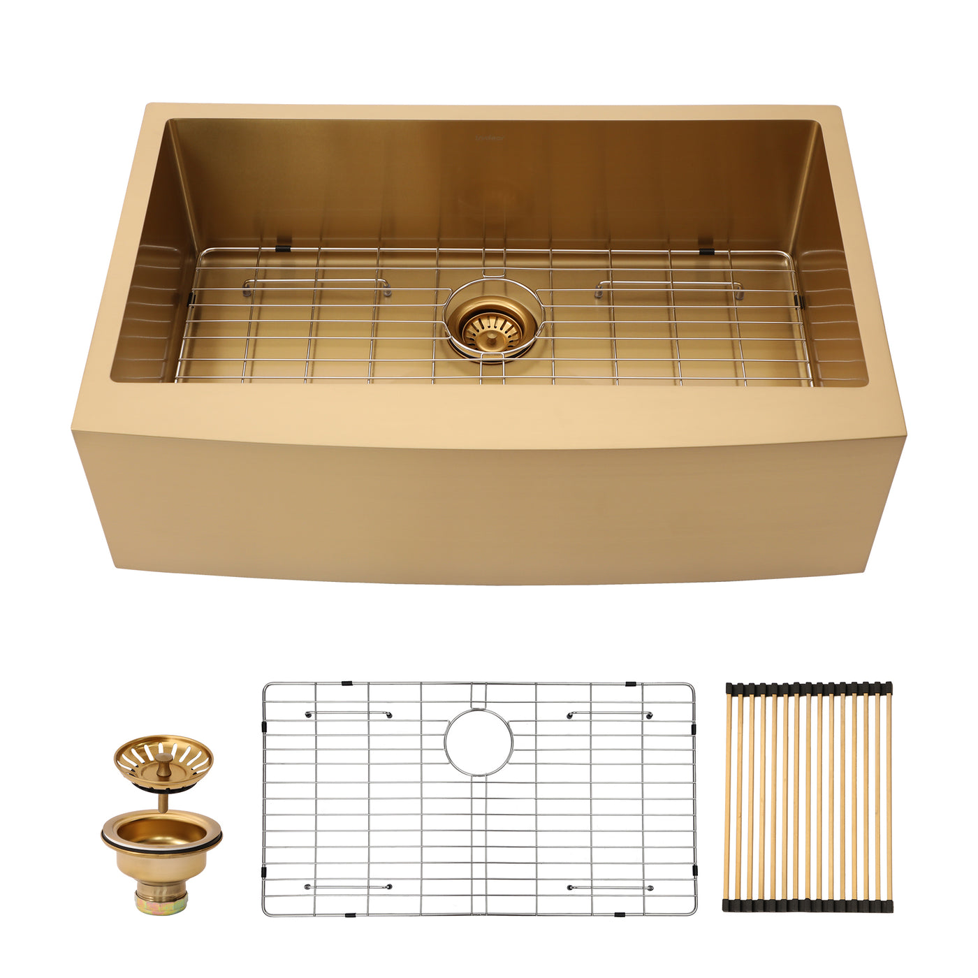 Gold Stainless Steel 30 Inch Apron Front Farmhouse Kitchen Sink 16 Gauge