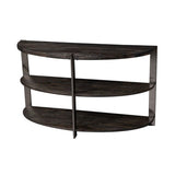 Half Moon Console Table with 2 Shelves, Charcoal and Chrome