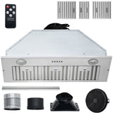 36" 800CFM Stainless Steel Range Hood 3-Speed LED Ducted Ductless