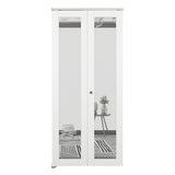 30 in. x 80 in. Mirrored Glass Solid Core White Composite Bi-fold Door with Hardware Kit and Door Handle
