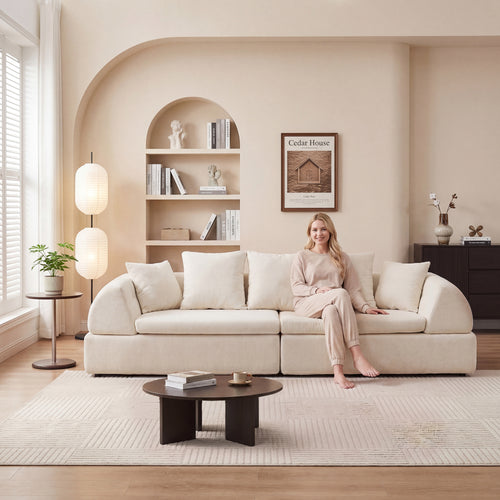 Sectional Sofa Cloud Modular White 4 Seat 104 In No Assembly Deep Seat