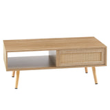Solid Wood Coffee Table with Storage Natural
