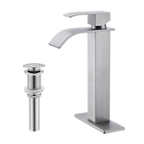Waterfall Spout Single Handle Bathroom Sink Faucet Pop-Up Drain