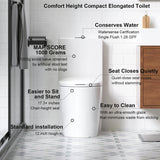 1.1/1.6 GPF Siphonic Flush One-Piece Toilet for bathrooms, Siphonic S-trap 12"