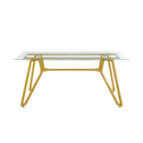 Rectangular Glass Dining Table Gold 71"