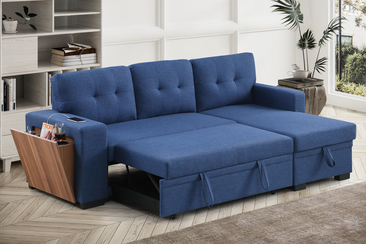 Linen Sofa Blue 92"