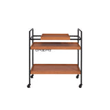 Serving Cart - Metal & Wood - Honey Oak & Black - Casters