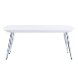 Coffee Table - Modern High Gloss - White & Chrome - Pull-Out Tabletop