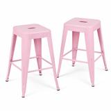 24" Counter Height Backless Metal Bar Stools Set of 2, Pink