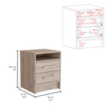 Nightstand - Two Drawers - Light Gray - 19.9" H x 15.7" W