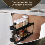 Pull-Out Cabinet Organizer - Under Sink Storage Drawer - Black