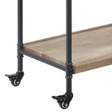 Serving Cart - 3-Tier - Oak and Sandy Black Finish - With Wheels