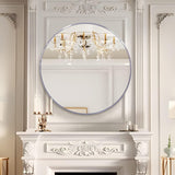 39 Inch Round Silver Metal Framed Wall Mirror
