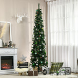 HOMCOM 7.5 Foot Pencil Artificial Christmas Tree, Slim Pine Needles Xmas Tree wi