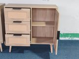 Modern Rattan Wood Dresser Wood Storage Cabinet Sideboard for Bedroom