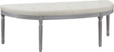 Coastal Button Tufted Upholstered Bench Light Beige Gray Legs