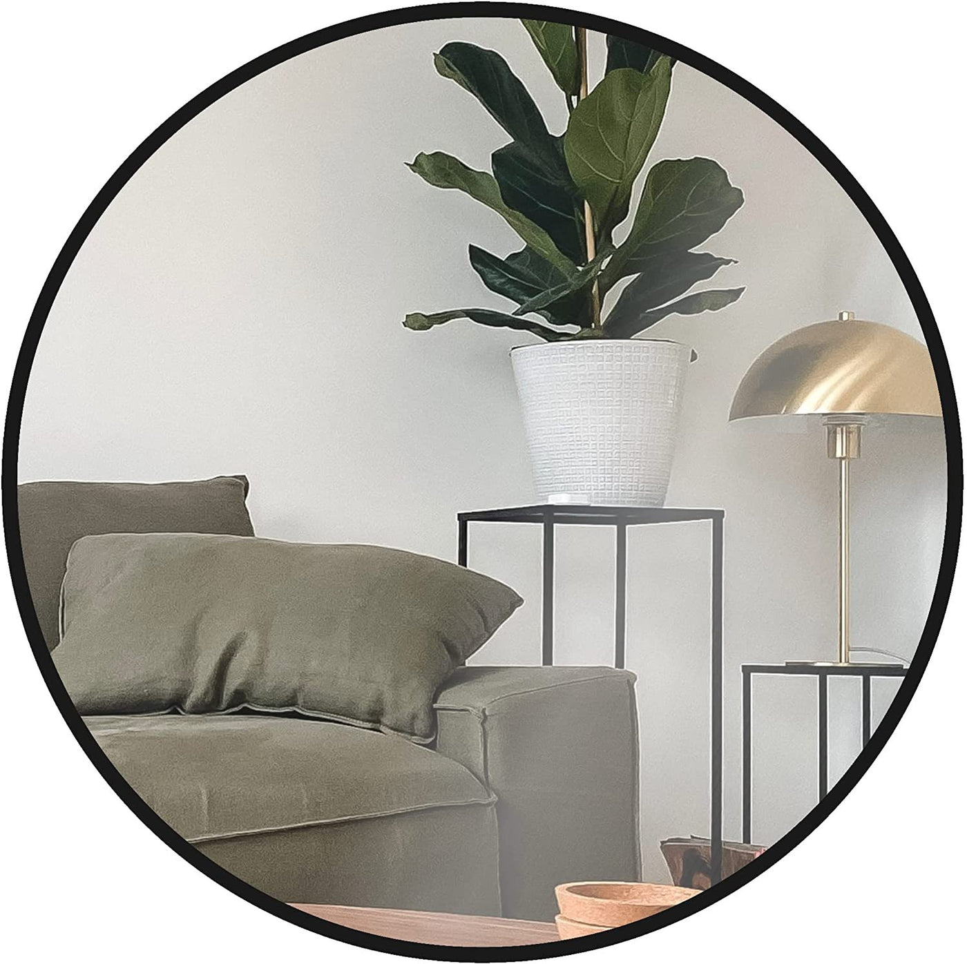 24 Inch Round Black Metal Framed Bathroom Wall Mirror
