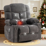 Oversized Massage Swivel Recliner with Lumbar Heat USB