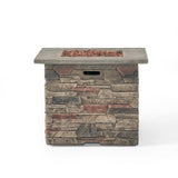 Classic Stone Design 32 Inch Square MGO Fire Pit 40000 BTU, Stone Gray
