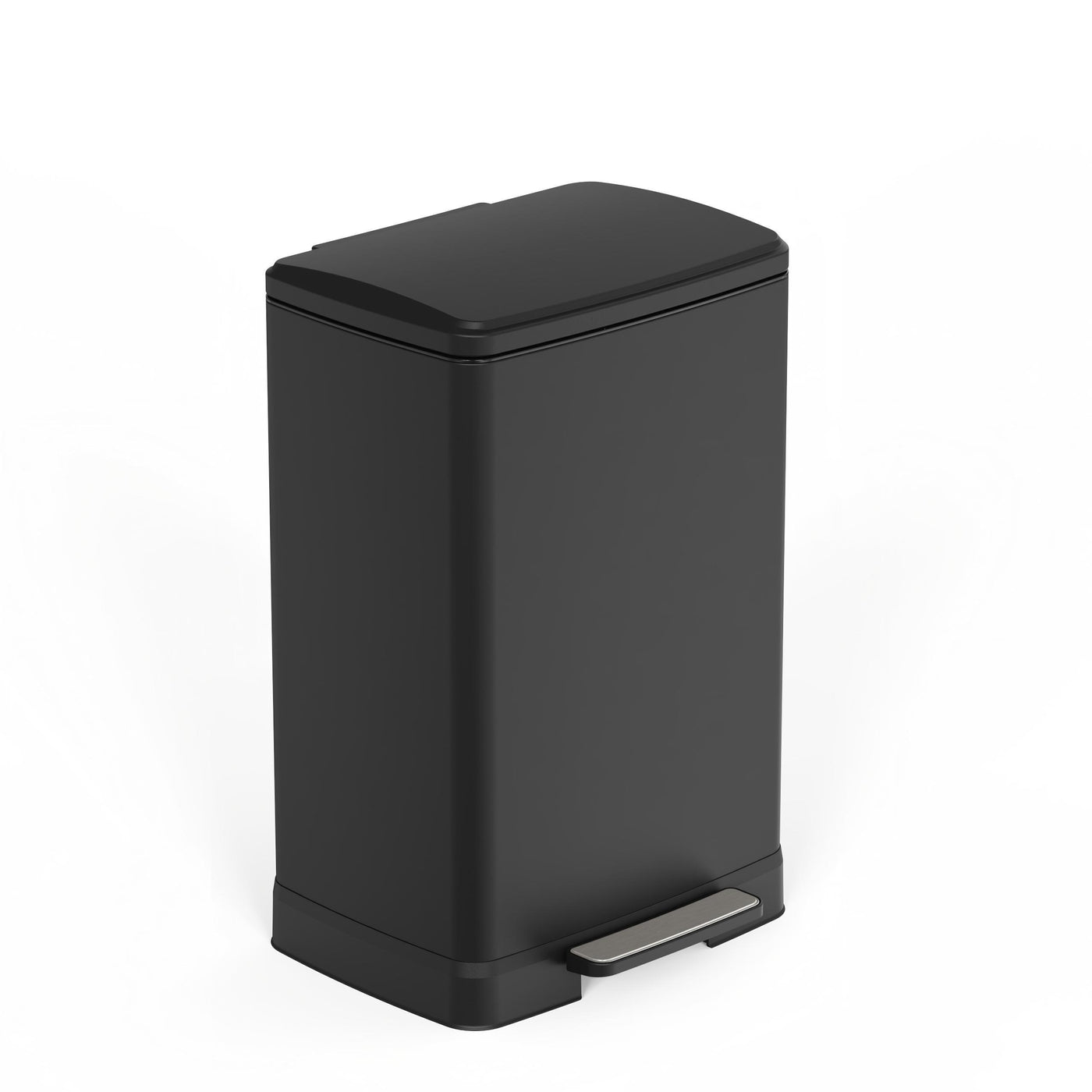 Black 17 Gallon Pedal Trash Can Soft Close Lid Wheels