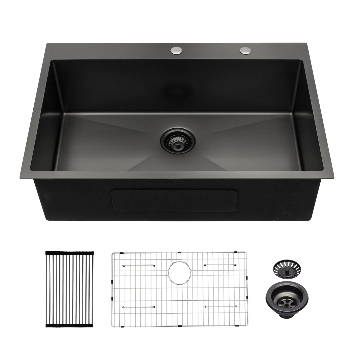 Gunmetal Black 33x22" Topmount Kitchen Sink 16 Gauge Stainless Steel