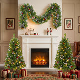 Pre-lit Xmas Tree Artificial Christmas 3-Piece Set, Garland and Set of 2 Entranc