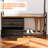 33.1" Wide Hall Tree with 2 Movable Drawers, Shoe Storage, Shelves