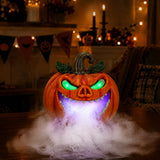 Halloween Pumpkin Monster Mist Maker, LED Light Up Fogger Figurine
