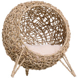 Hand-Woven Banana Leaf Cat Bed with Cushion 20.5