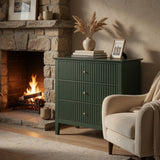 3-Drawer Engineered Wood Nightstand Green