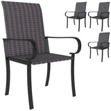 Set of 4 Outdoor Wicker Dining Chairs, Rattan Armchairs