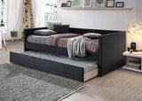 Daybed with Trundle Solid Wood Sleeper Tufted Gray