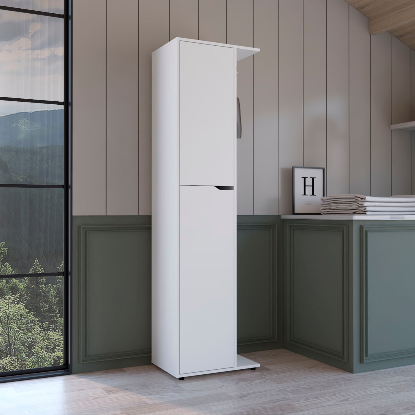 White Storage Broom Closet
