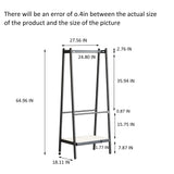 (Black) Solid Oak Wood Clothes Rack, Black Rattan Hanger Rack-clothes Rack