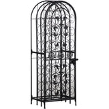 45 Bottle Wrought Iron Wine Rack with Lock - Black