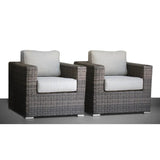 Outdoor Club Chair Wicker Espresso Gray Cushion Aluminum 2 Piece 600 LB