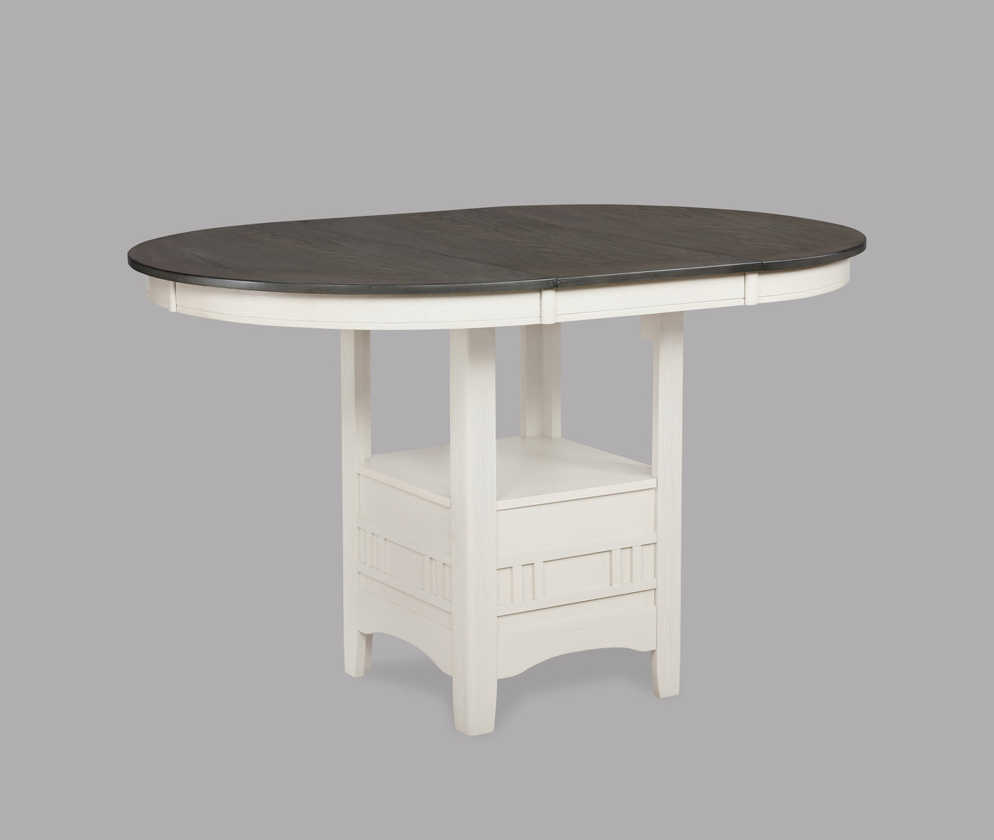 Counter Height Extendable Dining Table Pedestal Base Chalk Grey