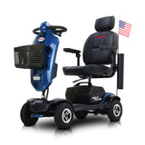 Mobility Scooter 4-Wheel Metal Blue 16 Mile USB 360 Swivel Seat Anti-Tip