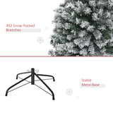 HOMCOM 6' Tall Unlit Snow-Flocked Slim Artificial Christmas Tree with Realistic