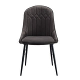 Side Chair Set of 2 - Dark Gray Fabric - Channel Tufted Back