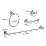 Bathroom Hardware Set - 4 Piece - Brushed Nickel - Wall Mount